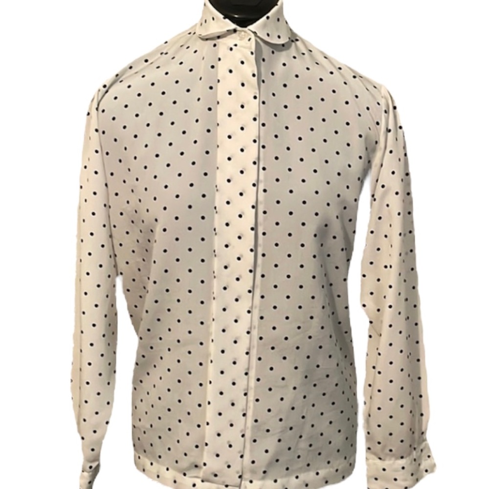 The Villager white with black polka dots button down